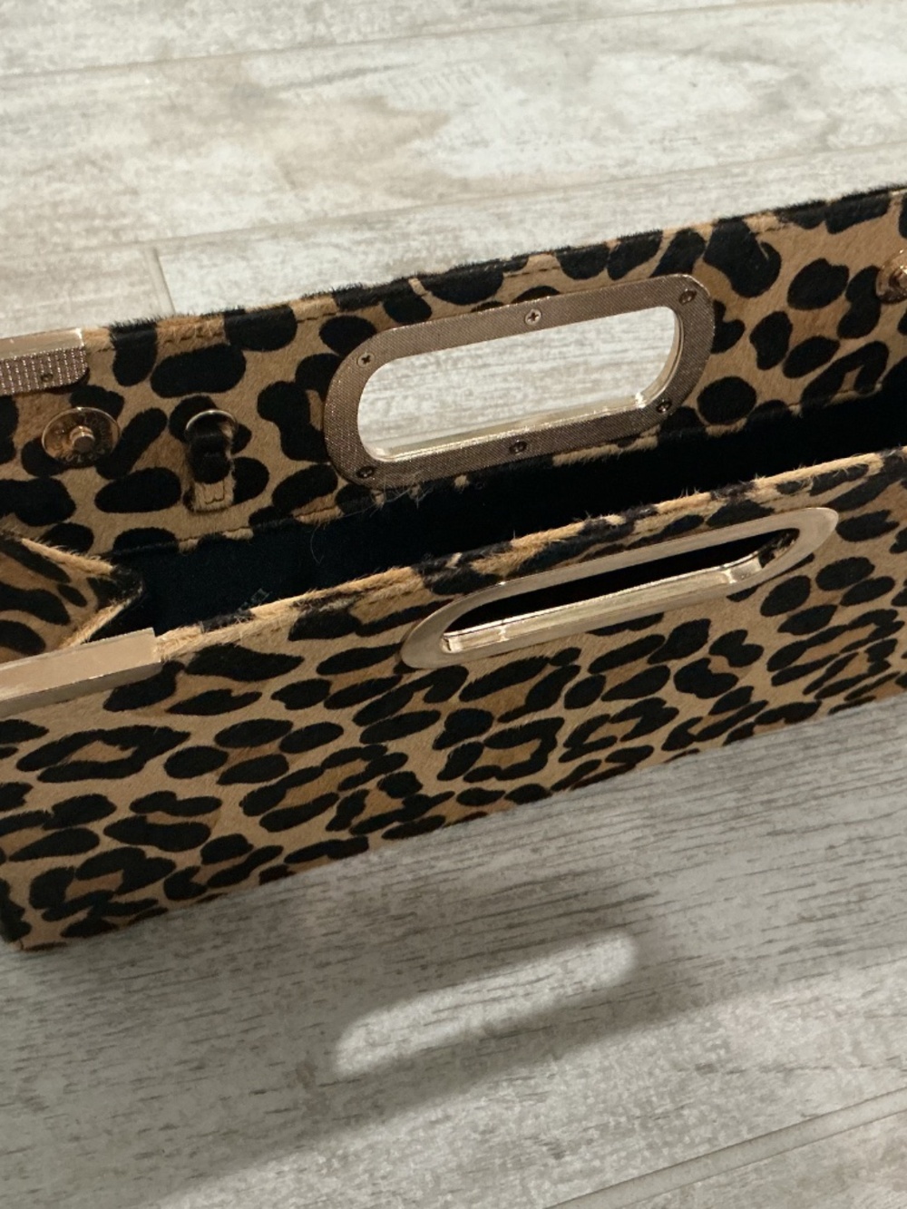 Leopard Print Handheld Clutch Bag - Brown/Black - Picture 11 of 14